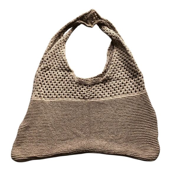 Set of 3 Knit Crochet Tote Bags Black Beige Cream Mesh Slouchy Hobo Reusable - Picture 7 of 11